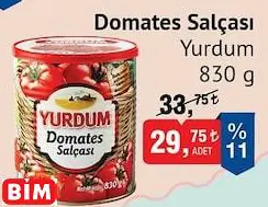 YURDUM DOMATES SALÇASI 830 G